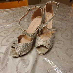 Size 8 Silver Shoes with AB toes